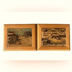 Vintage Georgina country creations Wood barn farmhouse artwork set cottagecore